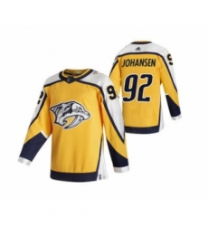 Men's Nashville Predators #92 Ryan Johansen Yellow 2020-21 Reverse Retro Alternate Hockey Jersey