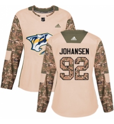 Women's Adidas Nashville Predators #92 Ryan Johansen Authentic Camo Veterans Day Practice NHL Jersey