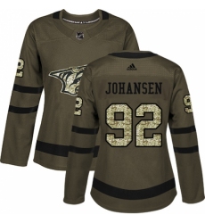 Women's Adidas Nashville Predators #92 Ryan Johansen Authentic Green Salute to Service NHL Jersey