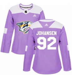 Women's Adidas Nashville Predators #92 Ryan Johansen Authentic Purple Fights Cancer Practice NHL Jersey