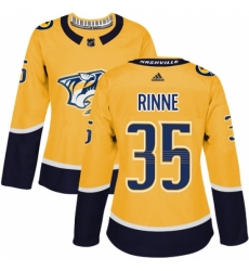 Women's Adidas Nashville Predators #35 Pekka Rinne Authentic Gold Home NHL Jersey