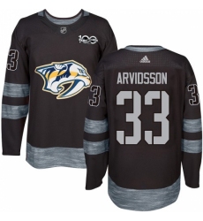 Men's Adidas Nashville Predators #33 Viktor Arvidsson Authentic Black 1917-2017 100th Anniversary NHL Jersey