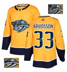 Men's Adidas Nashville Predators #33 Viktor Arvidsson Authentic Gold Fashion Gold NHL Jersey