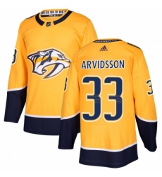 Men's Adidas Nashville Predators #33 Viktor Arvidsson Authentic Gold Home NHL Jersey