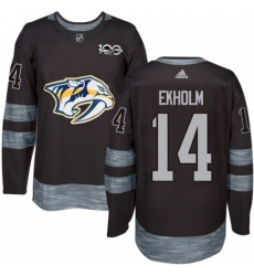 Men's Adidas Nashville Predators #14 Mattias Ekholm Authentic Black 1917-2017 100th Anniversary NHL Jersey