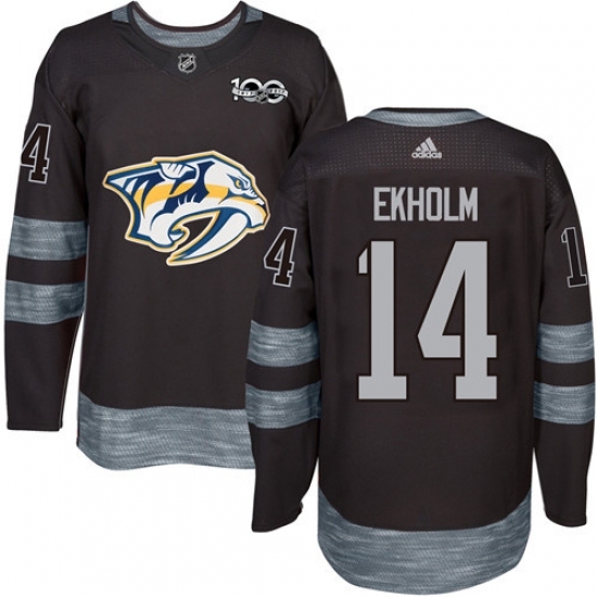 Men's Adidas Nashville Predators #14 Mattias Ekholm Authentic Black 1917-2017 100th Anniversary NHL Jersey Men's Adidas Nashville Predators #14 Mattias Ekholm Authentic Black 1917-2017 100th Anniversary NHL Jersey