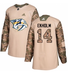 Men's Adidas Nashville Predators #14 Mattias Ekholm Authentic Camo Veterans Day Practice NHL Jersey