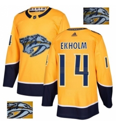 Men's Adidas Nashville Predators #14 Mattias Ekholm Authentic Gold Fashion Gold NHL Jersey