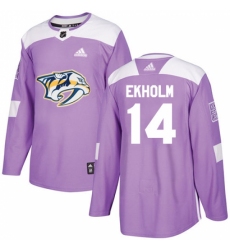 Men's Adidas Nashville Predators #14 Mattias Ekholm Authentic Purple Fights Cancer Practice NHL Jersey