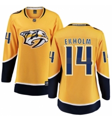 Women's Nashville Predators #14 Mattias Ekholm Fanatics Branded Gold Home Breakaway NHL Jersey