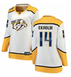 Women's Nashville Predators #14 Mattias Ekholm Fanatics Branded White Away Breakaway NHL Jersey