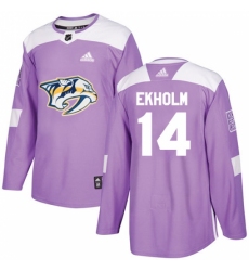 Youth Adidas Nashville Predators #14 Mattias Ekholm Authentic Purple Fights Cancer Practice NHL Jersey