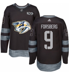 Men's Adidas Nashville Predators #9 Filip Forsberg Authentic Black 1917-2017 100th Anniversary NHL Jersey