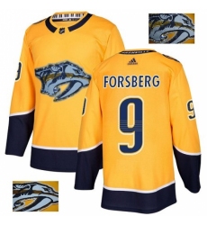 Men's Adidas Nashville Predators #9 Filip Forsberg Authentic Gold Fashion Gold NHL Jersey