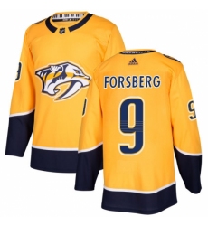 Men's Adidas Nashville Predators #9 Filip Forsberg Authentic Gold Home NHL Jersey