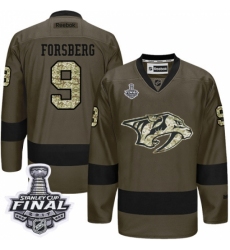 Men's Adidas Nashville Predators #9 Filip Forsberg Authentic Green Salute to Service 2017 Stanley Cup Final NHL Jersey