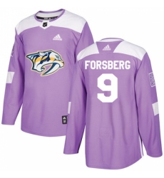 Men's Adidas Nashville Predators #9 Filip Forsberg Authentic Purple Fights Cancer PracticeNHL Jersey