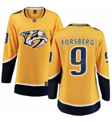 Women's Nashville Predators #9 Filip Forsberg Fanatics Branded Gold Home Breakaway NHL Jersey