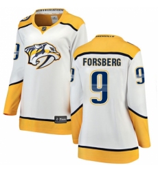 Women's Nashville Predators #9 Filip Forsberg Fanatics Branded White Away Breakaway NHL Jersey