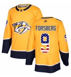 Youth Adidas Nashville Predators #9 Filip Forsberg Authentic Gold USA Flag Fashion NHL Jersey