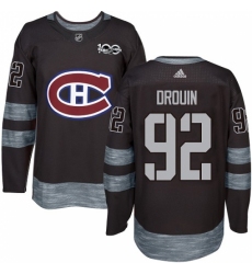 Men's Adidas Montreal Canadiens #92 Jonathan Drouin Authentic Black 1917-2017 100th Anniversary NHL Jersey