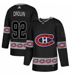 Men's Adidas Montreal Canadiens #92 Jonathan Drouin Authentic Black Team Logo Fashion NHL Jersey