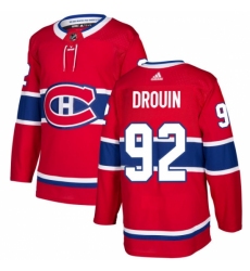 Men's Adidas Montreal Canadiens #92 Jonathan Drouin Authentic Red Home NHL Jersey