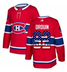 Men's Adidas Montreal Canadiens #92 Jonathan Drouin Authentic Red USA Flag Fashion NHL Jersey