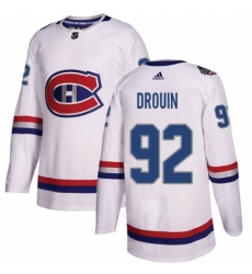 Men's Adidas Montreal Canadiens #92 Jonathan Drouin Authentic White 2017 100 Classic NHL Jersey