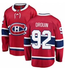 Men's Montreal Canadiens #92 Jonathan Drouin Authentic Red Home Fanatics Branded Breakaway NHL Jersey