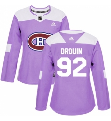 Women's Adidas Montreal Canadiens #92 Jonathan Drouin Authentic Purple Fights Cancer Practice NHL Jersey