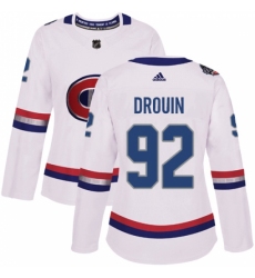 Women's Adidas Montreal Canadiens #92 Jonathan Drouin Authentic White 2017 100 Classic NHL Jersey