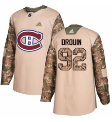 Youth Adidas Montreal Canadiens #92 Jonathan Drouin Authentic Camo Veterans Day Practice NHL Jersey