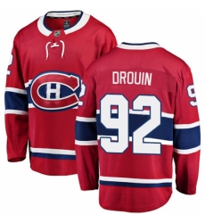 Youth Montreal Canadiens #92 Jonathan Drouin Authentic Red Home Fanatics Branded Breakaway NHL Jersey
