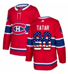 Men's Adidas Montreal Canadiens #90 Tomas Tatar Authentic Red USA Flag Fashion NHL Jersey