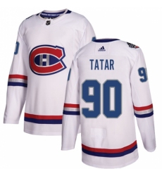 Men's Adidas Montreal Canadiens #90 Tomas Tatar Authentic White 2017 100 Classic NHL Jersey