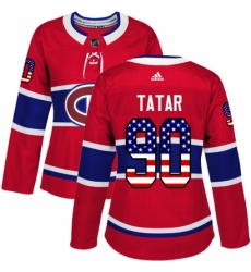 Women's Adidas Montreal Canadiens #90 Tomas Tatar Authentic Red USA Flag Fashion NHL Jersey