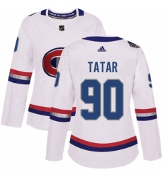 Women's Adidas Montreal Canadiens #90 Tomas Tatar Authentic White 2017 100 Classic NHL Jersey