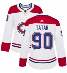 Women's Adidas Montreal Canadiens #90 Tomas Tatar Authentic White Away NHL Jersey