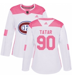 Women's Adidas Montreal Canadiens #90 Tomas Tatar Authentic White Pink Fashion NHL Jersey