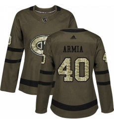 Women's Adidas Montreal Canadiens #40 Joel Armia Authentic Green Salute to Service NHL Jersey