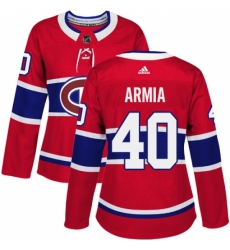 Women's Adidas Montreal Canadiens #40 Joel Armia Authentic Red Home NHL Jersey