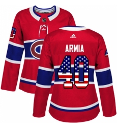 Women's Adidas Montreal Canadiens #40 Joel Armia Authentic Red USA Flag Fashion NHL Jersey