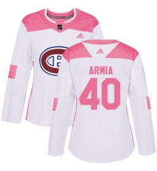 Women's Adidas Montreal Canadiens #40 Joel Armia Authentic White Pink Fashion NHL Jersey