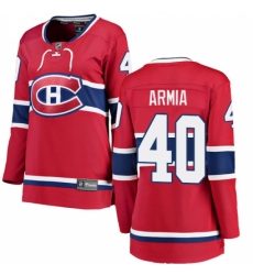 Women's Montreal Canadiens #40 Joel Armia Authentic Red Home Fanatics Branded Breakaway NHL Jersey