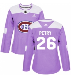 Women's Adidas Montreal Canadiens #26 Jeff Petry Authentic Purple Fights Cancer Practice NHL Jersey