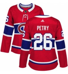 Women's Adidas Montreal Canadiens #26 Jeff Petry Authentic Red Home NHL Jersey