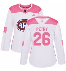 Women's Adidas Montreal Canadiens #26 Jeff Petry Authentic White/Pink Fashion NHL Jersey
