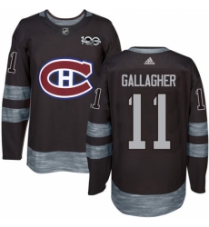 Men's Adidas Montreal Canadiens #11 Brendan Gallagher Authentic Black 1917-2017 100th Anniversary NHL Jersey