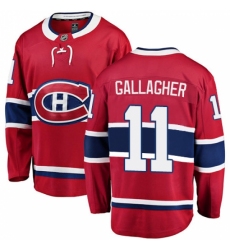 Men's Montreal Canadiens #11 Brendan Gallagher Authentic Red Home Fanatics Branded Breakaway NHL Jersey